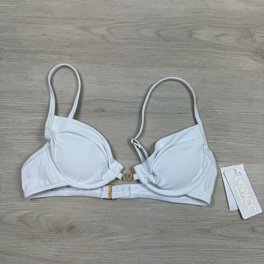L*Space Stardust Underwire Bikini Swim Top Size Medium White‎ NEW
